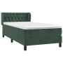 Cama box spring con colchón terciopelo verde oscuro 90x200 cm