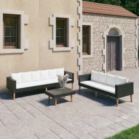 3-piece garden furniture set and black synthetic rattan cushions by vidaXL, Garden sets - Ref: Foro24-3059337, Price: 418,08 ...