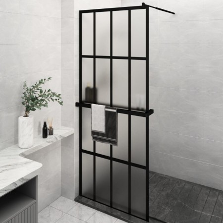 Mampara ducha con estante vidrio ESG y aluminio negro 80x195 cm von , Duschwände und Duschwände - Ref: Foro24-3185445, Preis:...