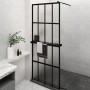 Mampara ducha con estante vidrio ESG y aluminio negro 80x195 cm von , Duschwände und Duschwände - Ref: Foro24-3185445, Preis:...