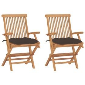 Sillas de jardín 2 uds madera teca con cojines gris taupe von , Gartenstühle - Ref: Foro24-3062510, Preis: 204,05 €, Rabatt: %