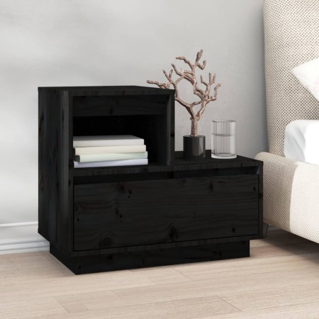 Mesita de noche madera maciza de pino negro 60x34x51 cm de , Mesitas de noche - Ref: Foro24-814382, Precio: 61,77 €