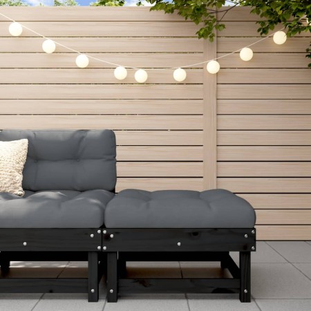 Taburete de jardín con cojín madera maciza de pino negro by , Modular outdoor sofas - Ref: Foro24-825440, Price: 94,34 €, Dis...