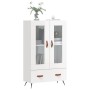 Aparador alto madera de ingeniería blanco brillo 69,5x31x115 cm by , Sideboards - Ref: Foro24-828270, Price: 100,88 €, Discou...