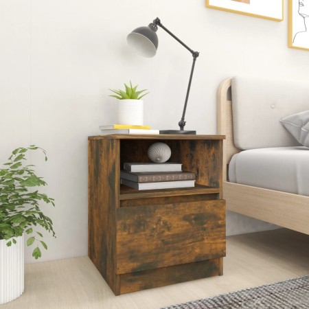 Mesita de noche madera de ingeniería roble ahumado 40x40x50 cm by , Nightstands - Ref: Foro24-815816, Price: 40,95 €, Discoun...