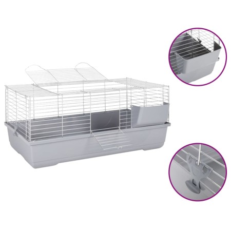 Jaula de animales pequeños polipropileno metal gris 100x53x46cm von , Käfige und Lebensräume für Kleintiere - Ref: Foro24-172...