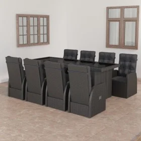 Set comedor de jardín 9 piezas y cojines ratán sintético negro by vidaXL, Garden sets - Ref: Foro24-3059343, Price: 1,00 €, D...