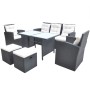 6-teiliges Garten-Essset und schwarze Kissen aus synthetischem Rattan von vidaXL, Gartensets - Ref: Foro24-42643, Preis: 623,...