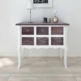 Mueble consola con 6 cajones madera marrón y blanco von , Sideboards - Ref: Foro24-240402, Preis: 197,29 €, Rabatt: %
