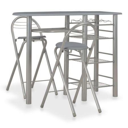 Mesa y taburetes de cocina con estantes de madera y acero gris von , Möbelsets für Küchen und Esszimmer - Ref: Foro24-284401,...