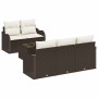 Conjunto de sofá de jardín 6 pcs Marrón Poliratán