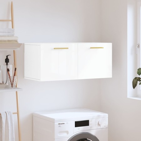 Armario de pared madera ingeniería blanco brillo 80x36,5x35 cm von , Schließfächer und Lagerschränke - Ref: Foro24-830062, Pr...