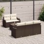 Conjunto de sofá de jardín 6 pcs Marrón Poliratán