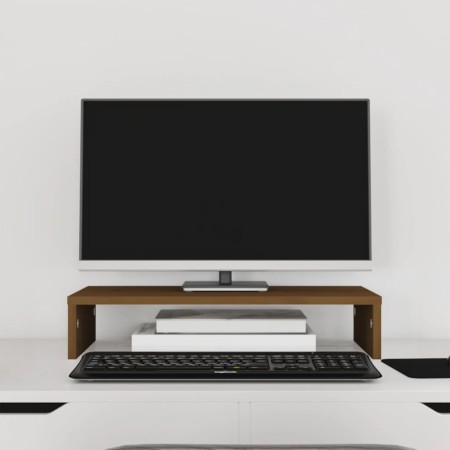 Soporte de monitor madera maciza pino marrón miel 50x27x10 cm by , Computer bases and risers - Ref: Foro24-813947, Price: 26,...