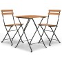 Muebles cafetería plegables 3 piezas madera maciza teca y acero