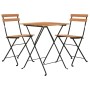 Muebles cafetería plegables 3 piezas madera maciza teca y acero by , Garden sets - Ref: Foro24-319977, Price: 147,86 €, Disco...