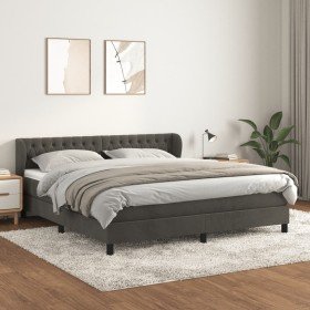 Cama box spring con colchón terciopelo gris oscuro 180x200 cm Cama box spring con colchón terciopelo gris oscuro 180x200 cm