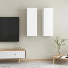 Muebles para TV 2 uds madera contrachapada blanco 30,5x30x90 cm de vidaXL, Muebles TV - Ref: Foro24-803345, Precio: 94,43 €, ...