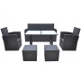 6-teiliges Garten-Essset und schwarze Kissen aus synthetischem Rattan von vidaXL, Gartensets - Ref: Foro24-42643, Preis: 623,...