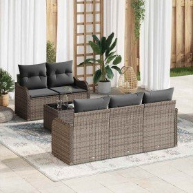 Conjunto de sofá de jardín 6 pcs Gris Poliratán