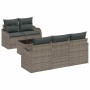 Conjunto de sofá de jardín 6 pcs Gris Poliratán