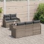 Conjunto de sofá de jardín 6 pcs Gris Poliratán