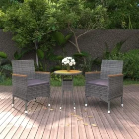 Gray synthetic rattan 3-piece garden dining set by vidaXL, Garden sets - Ref: Foro24-3058467, Price: 194,36 €, Discount: %