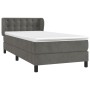 Cama box spring con colchón terciopelo gris oscuro 90x190 cm