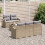 Conjunto de sofá de jardín 6 pcs Beige Poliratán