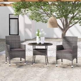 Garten-Essgruppe 3-teilig aus grauem synthetischem Rattan von vidaXL, Gartensets - Ref: Foro24-3058479, Preis: 232,68 €, Raba...