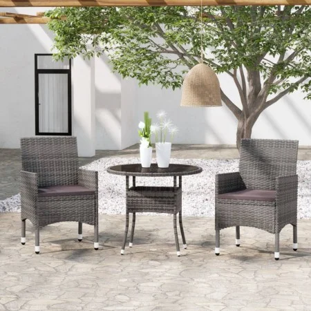Garden dining set 3 pieces gray synthetic rattan by vidaXL, Garden sets - Ref: Foro24-3058479, Price: 236,45 €, Discount: %