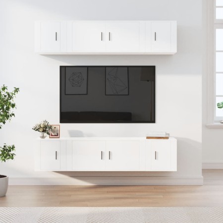 Set de muebles de TV 6 pzas madera contrachapada blanco brillo de , Muebles TV - Ref: Foro24-3188656, Precio: 255,41 €, Descu...