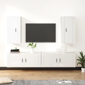Set de muebles de TV 4 pzas madera contrachapada blanco brillo de , Muebles TV - Ref: Foro24-3188696, Precio: 254,45 €, Descu...