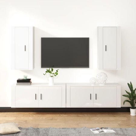 Set de muebles de TV 4 pzas madera contrachapada blanco brillo von , TV-Möbel - Ref: Foro24-3188696, Preis: 254,45 €, Rabatt: %