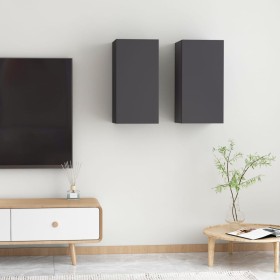 Muebles para TV 2 uds madera contrachapada gris 30,5x30x60 cm