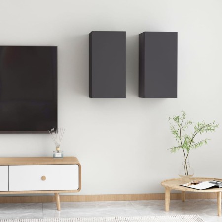 Muebles para TV 2 uds madera contrachapada gris 30,5x30x60 cm de vidaXL, Muebles TV - Ref: Foro24-803331, Precio: 74,23 €, De...