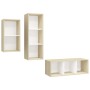 Muebles de salón 3 pzas madera ingeniería blanco y roble Sonoma von , TV-Möbel - Ref: Foro24-3079633, Preis: 136,75 €, Rabatt: %