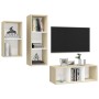 Muebles de salón 3 pzas madera ingeniería blanco y roble Sonoma von , TV-Möbel - Ref: Foro24-3079633, Preis: 136,75 €, Rabatt: %