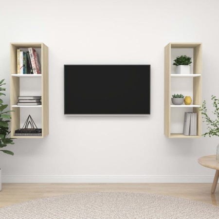 Muebles de salón de pared 2 piezas blanco y roble Sonoma von , TV-Möbel - Ref: Foro24-3079858, Preis: 100,35 €, Rabatt: %