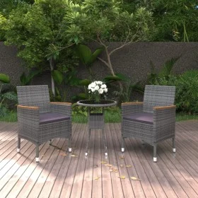 Gray synthetic rattan 3-piece garden dining set by vidaXL, Garden sets - Ref: Foro24-3058465, Price: 192,92 €, Discount: %