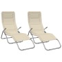 Tumbona plegable 2 uds textilene acero con recubrimiento crema by , Loungers - Ref: Foro24-312476, Price: 162,79 €, Discount: %