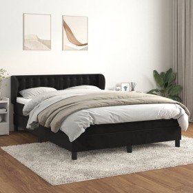 Cama box spring con colchón terciopelo negro 140x190 cm en Camas y somieres | Comprar online en Foro24
