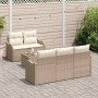 Conjunto de sofá de jardín 6 pcs Beige Poliratán
