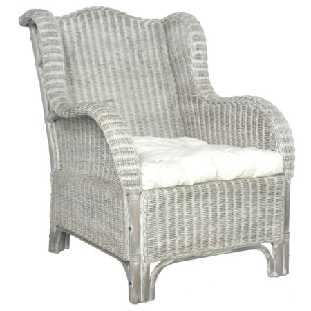 Sofá con cojín ratán natural y lino gris by , Sofas - Ref: Foro24-325464, Price: 232,16 €, Discount: %