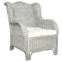 Sofá con cojín ratán natural y lino gris de , Sofás - Ref: Foro24-325464, Precio: 226,23 €