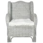 Sofá con cojín ratán natural y lino gris by , Sofas - Ref: Foro24-325464, Price: 232,16 €, Discount: %