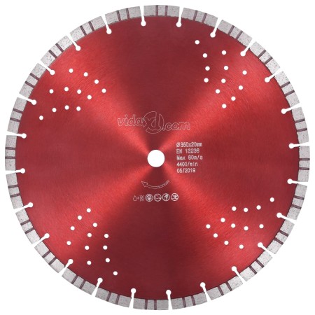 Disco de corte de diamante con turbo y agujeros acero 350 mm