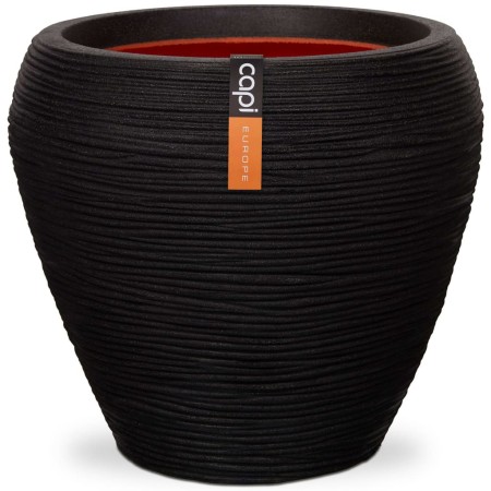 Capi Jarrón Nature Rib cónico negro 42x38 cm KBLR362 by , Pots and planters - Ref: Foro24-424214, Price: 78,19 €, Discount: %