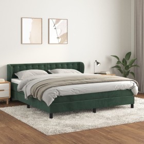 Cama box spring con colchón terciopelo verde oscuro 160x200 cm Cama box spring con colchón terciopelo verde oscuro 160x200 cm