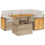 Set sofás jardín y cojines 5 pzas ratán sintético acacia beige de , Conjuntos de jardín - Ref: Foro24-3327705, Precio: 411,33...